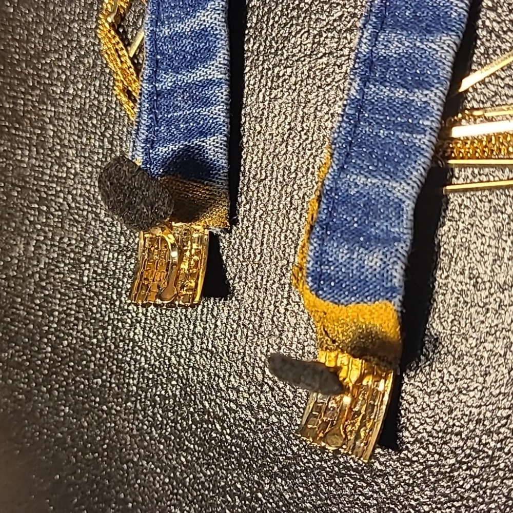 Clip on blue jeans denim fabric earrings - Picture 9 of 10